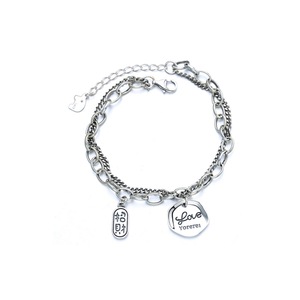 H74 Fun Small Tag English Lucky Silver Bracelet Niche Design Gift Simple Holiday Commemorative Hand Jewelry for Women Jewelry