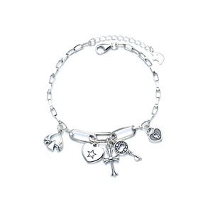 H77 Love Key Bracelet Cross Multiple Personality Bracelet Vintage Thai Silver Bracelet Adjustable Bracelet for Women Jewelry