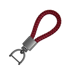2X High Grade Hand Woven Leather Car KeyChain 360 Degree Rotating Horseshoe Buckle Jewelry Key Rings Holder Genuine Bag Pendant
