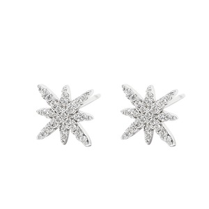 ins Women Jewelry 925 Silver Needle Copper Earrings Plated Six Pointed Star Earrings for Daily Ceremony - Silver