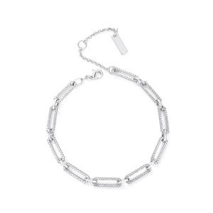 Ins Women Jewelry Copper Inlaid Zirconium Bracelet Metallic Sparkle Jewelry for Daily Ceremony - Silver