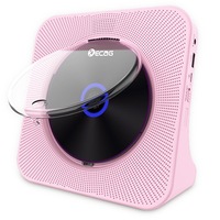 KC-806 Desktop CD Player with LED Display Bluetooth 5.0 Remote Control FM Radio MP3 Headphone Jack USB - Pink