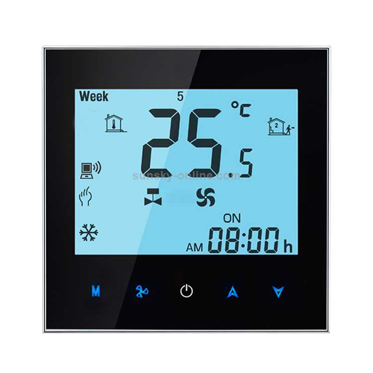 LCD Display Air Conditioning 4 Pipe Programmable Room Thermostat for Fan Coil Unit