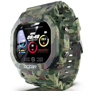 Smart Watch Men Fitness Tracker Blood Pressure Message Push Heart Rate Monitor Clock Smartwatch Women For Android - Olive Green