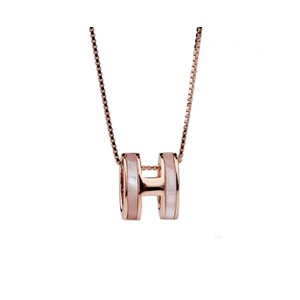 N06 H Letter Shape Silver Necklace Shiny Pendant Clavicle Neck Jewelry for Girls Women Decorative Party Wedding
