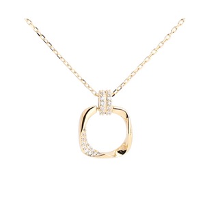 N08 Square Shape Silver Necklace Shiny Pendant Clavicle Neck Jewelry for Girls Women Decorative Party Wedding