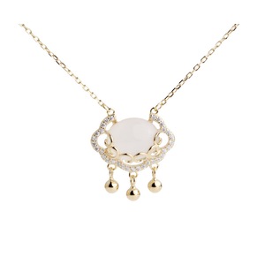 N12 Safe Lock Shape Silver Necklace Shiny Pendant Clavicle Neck Jewelry for Girls Women Decorative Party Wedding