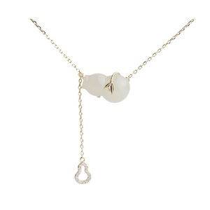N13 Gourd Shape Silver Necklace Shiny Pendant Clavicle Neck Jewelry for Girls Women Decorative Party Wedding