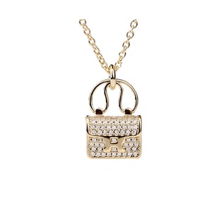 N15 Sachet Shape Silver Necklace Shiny Pendant Clavicle Neck Jewelry for Girls Women Decorative Party Wedding