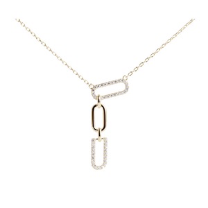 N16 Interlocking Shape Silver Necklace Shiny Pendant Clavicle Neck Jewelry for Girls Women Decorative Party Wedding