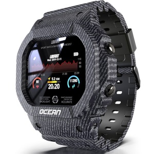 Smart Watch Men Fitness Tracker Blood Pressure Message Push Heart Rate Monitor Clock Smartwatch Women for Android - Three Sand Camouflage