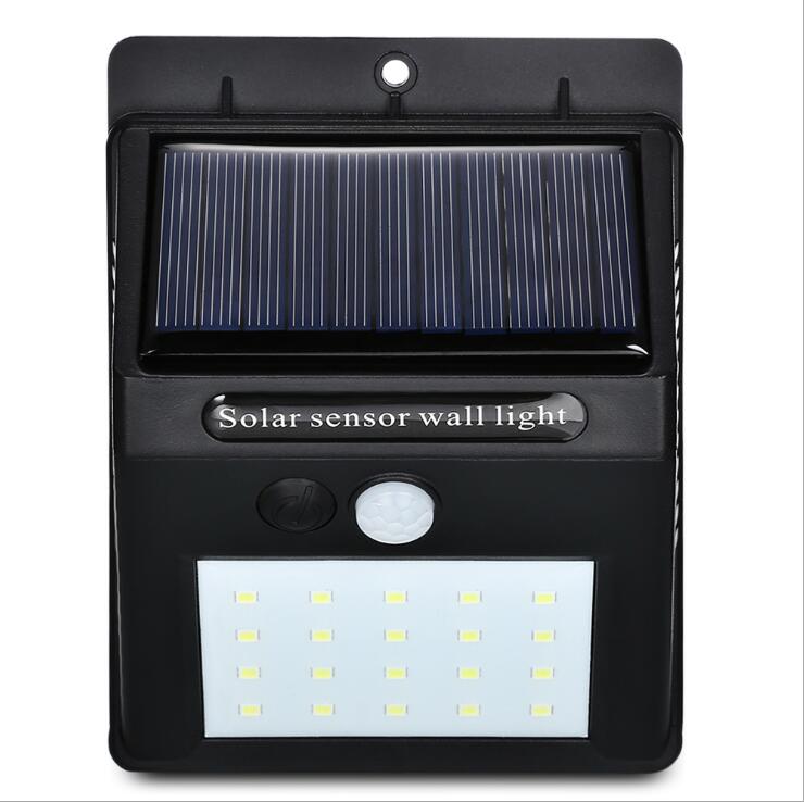 Outdoor Solar 20 LED Motion Sensor Light IP65 Waterproof Walkway Panel Wall Lamp Night Light