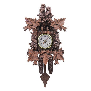 Owl Bird Decorations Home Cafe Chic Swing Vintage Wood Cuckoo Wall Clock - 304