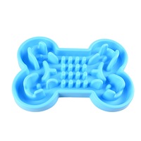 Pet Dog Bowl Healthy Soft rubber Slow Food Feeder Anti Choke travel bowl for Cat dog Food feeding - Blue