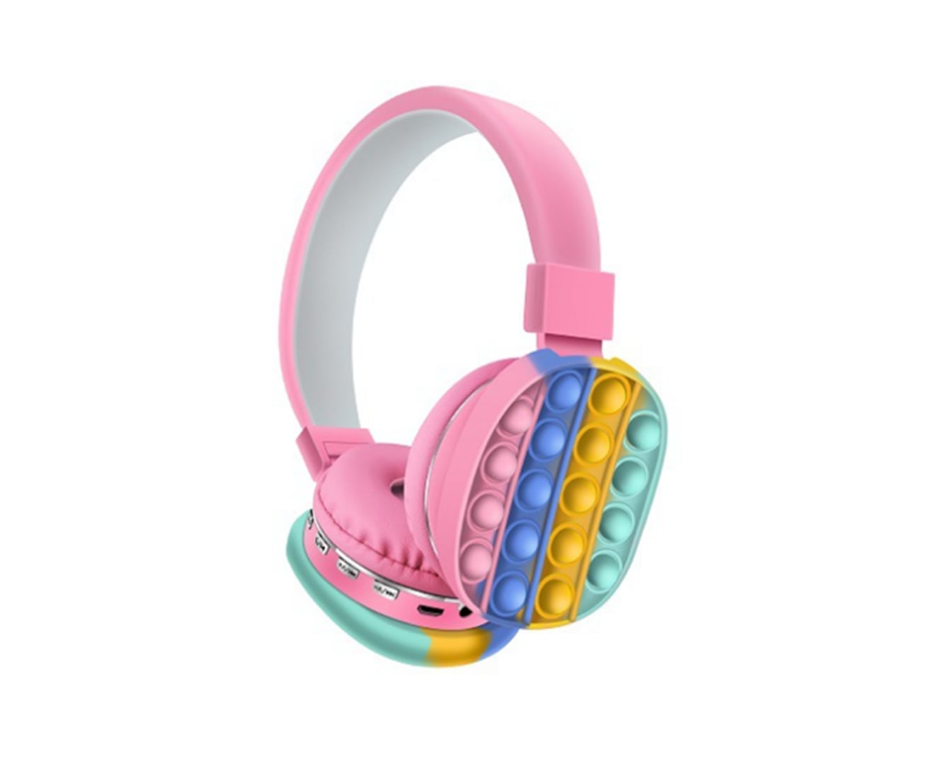 Pink Wireless Bluetooth Stereo Headset Simple Noise Reduction Cancelling Headphones Cute Rainbow Earmuffs for PC Gaming