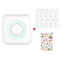 Portable Mini Printer Thermal Photo Printer Bluetooth Wireless with 10 Rolls of Printing Paper, Sticker - Blue