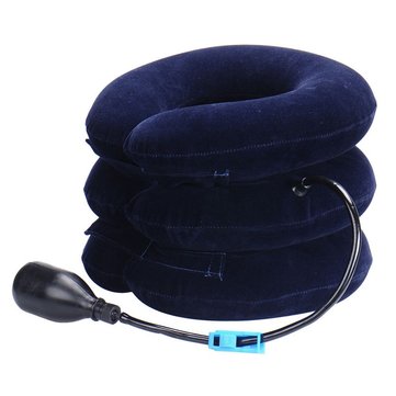 PVC Inflatable Cervical Collar Neck Relief Traction Brace Support Pillow Device BLUE COLOR