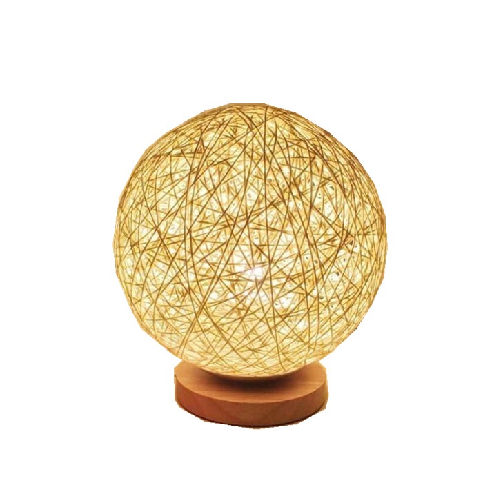 Rattan Ball Night Light Table Bedside Lamp Bedroom Home Decor Valentine Gift