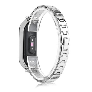 Smart Watch Band for Xiaomi Mi Band 5/6 Stainless Steel Smartwatch Strap Business Band Replacement Wristband - Silver