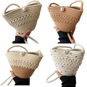 Summer New Women'S Bag Woven Handbag Crossbody Single Shoulder Water Bucket Beach Pleated Small Bag Blind Box