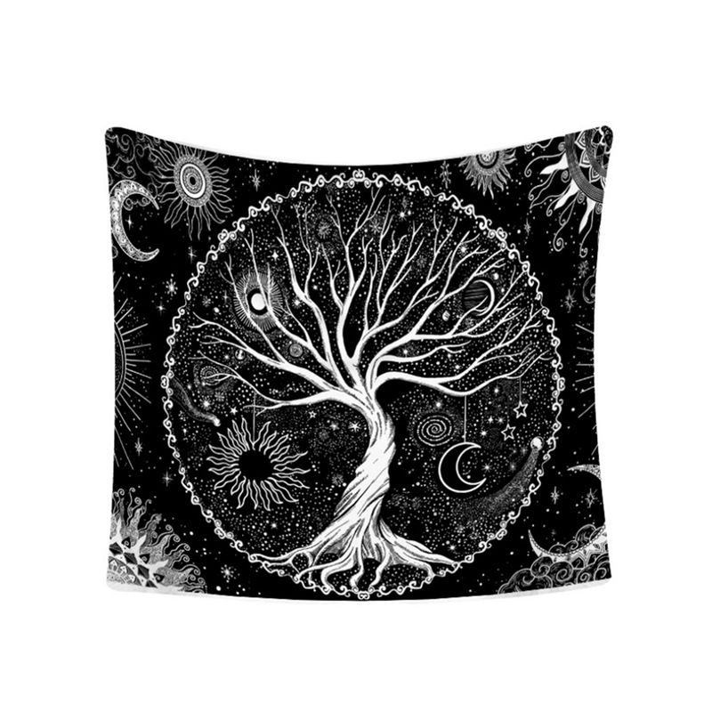 Buy T01 150*130cm Tree of Life Tapestry Black and White Tapestry Galaxy