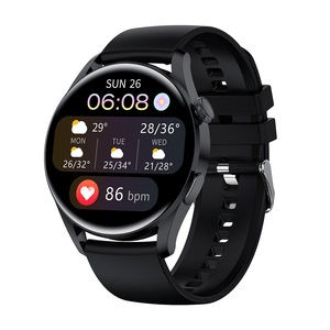 T33S Smart Watch Men Full Round Touch Screen Bluetooth Call Ip68 Waterproof Strap Replaceable Smartwatch - Black