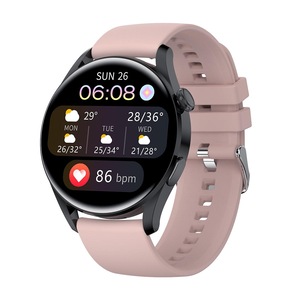 T33S Smart Watch Men Full Round Touch Screen Bluetooth Call Ip68 Waterproof Strap Replaceable Smartwatch - Pink