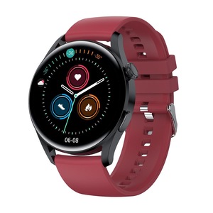 T33S Smart Watch Men Full Round Touch Screen Bluetooth Call Ip68 Waterproof Strap Replaceable Smartwatch - Red