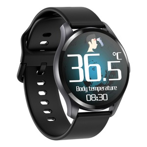 T88 Full Press Smart Watch Body Temperature Smartwatch Male Female Music Control Heart Rate Fitness Bracelet Black - black