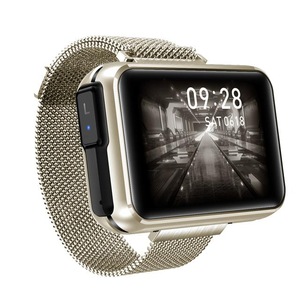 T91 Smart Watch 2 in 1 TWS Wireless Bluetooth Headset Big DIY Screen Fitness Heart Rate Tracker Bracelet Sports Smartwatch - Champagne
