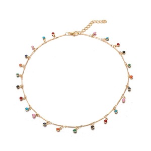 2X Bohemian Gold Necklace for Women Charming Colorful Stone Chain Chockers Handmade Party Jewelry