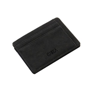 Ultra Thin Men Male PU Leather Mini Small Magic Wallets Zipper Coin Purse Pouch Plastic Credit Bank Card Case Holder - Black