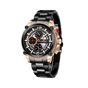 W01 Black Solid Steel Band Watch Multifunctional Sports Watch Luminous Chronograph Watch Calendar Personality Watch for Man