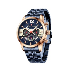 W04 Blue Sports Watch Waterproof Luminous Five-Bead Solid Steel Band Watch Multifunctional Chronograph Calendar for Man