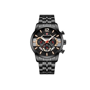 W05 Sports Watch Waterproof Luminous Five-Bead Solid Steel Band Watch Multifunctional Chronograph Calendar for Man-Black