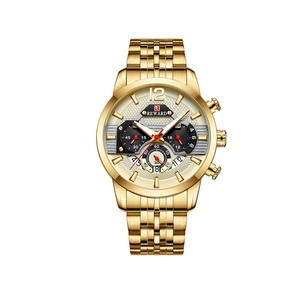 W05 Sports Watch Waterproof Luminous Five-Bead Solid Steel Band Watch Multifunctional Chronograph Calendar for Man-Gold