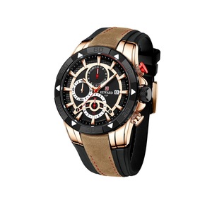 W07 Brown Sports Watch Silicone Belt Contrast Waterproof Luminous Chronograph Watch 3 Eyes 6 Needles Watch for Man