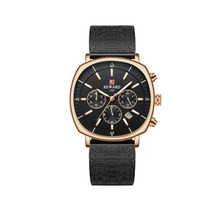 W10 Black 3 Eyes 6 Needle Mesh Belt Sports Watch Luminous Waterproof 24-hour Calendar Chronograph Watch for Man