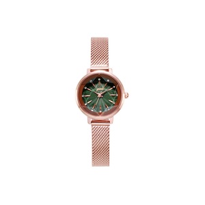 W18 Forest Green Ladies Trend Mesh Strap Watch Simple Fashion Casual Atmospheric Waterproof Watch Girls Decorative Wristband Jewelry