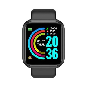 Y68 smart watch heart rate blood pressure blood oxygen monitoring multi-function sleep monitoring reminder-black