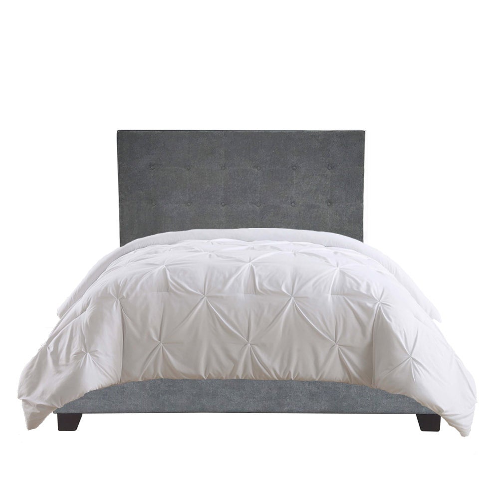Robinson Upholstered Queen Bed with Tufted Bedhead- Grey