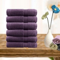 Softouch Ultra Light Quick Dry Premium Cotton 6 Piece Aubergine Face Washer Pack