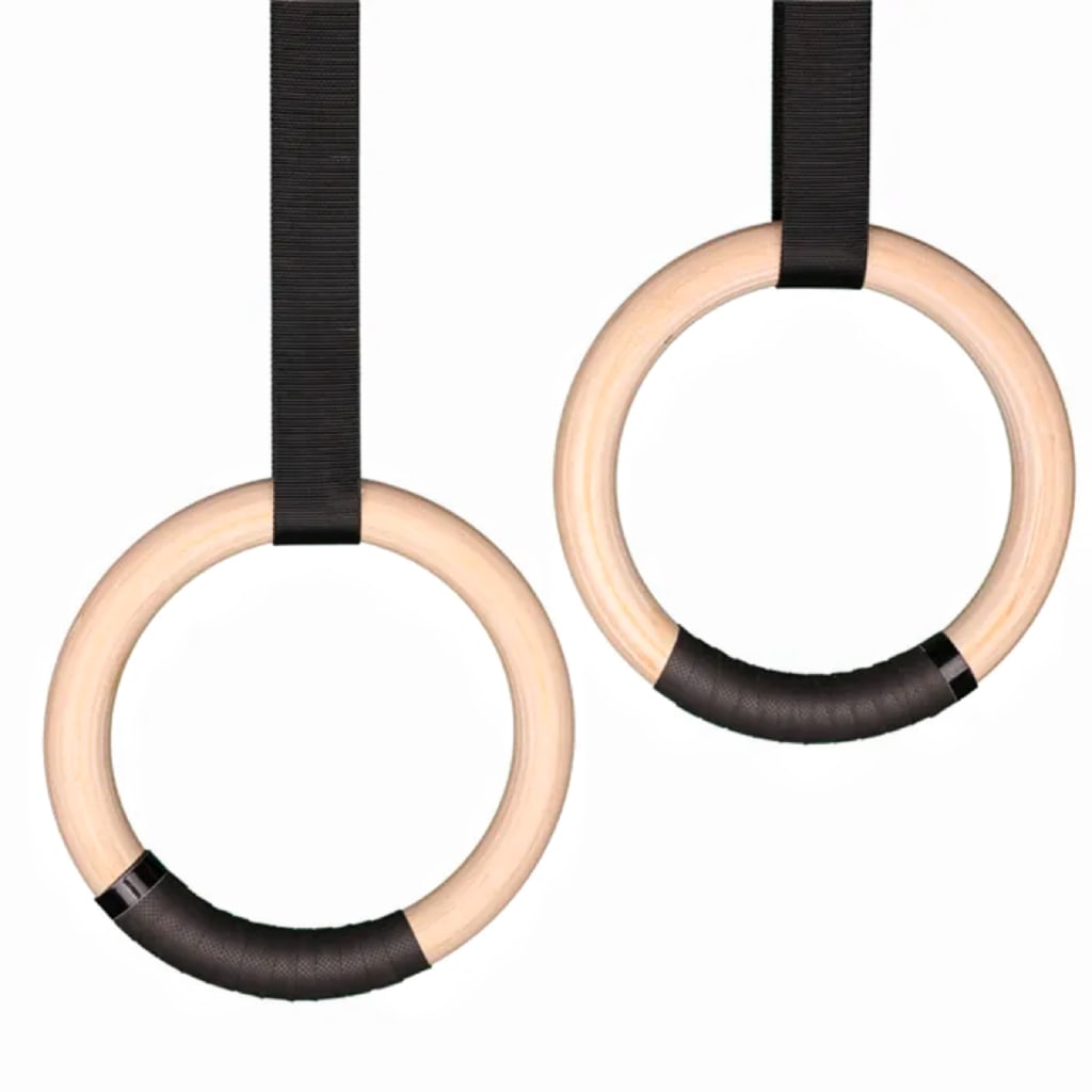 Verpeak Wooden Gymnastic Rings 32mm for Gym Exercise Fitness VP-GYR-102-BK Australia