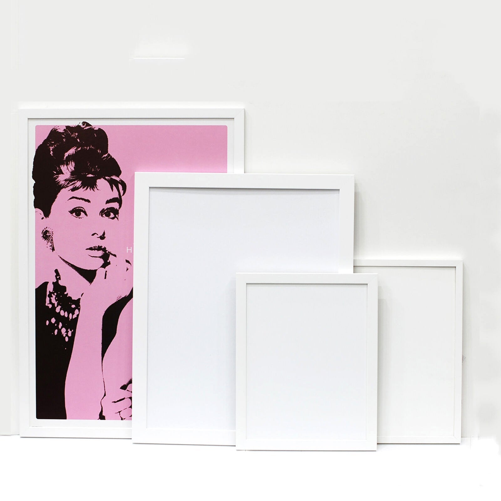 Wooden white photo frame, white picture frame, B1(700x1000mm), B2(500x700mm), B3
