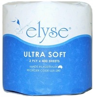 Elyse Premium Eus-400 Toilet Paper Ultra Soft 2Ply - White 400 Sheet Carton (48