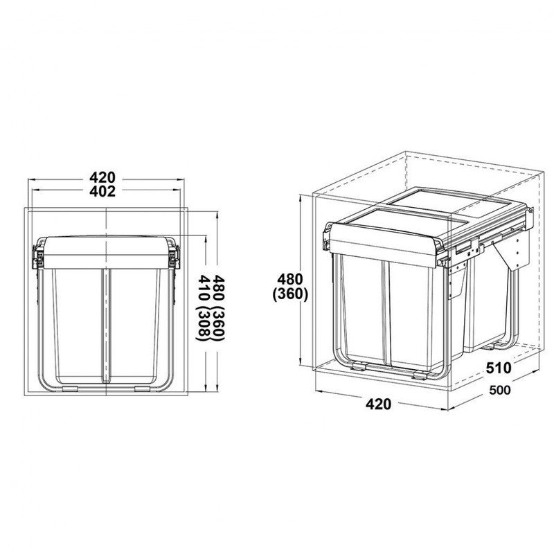 Buy Hafele Oska Hsc Waste Bin 2 X 20L White 420Mm W X 500Mm D X 480Mm