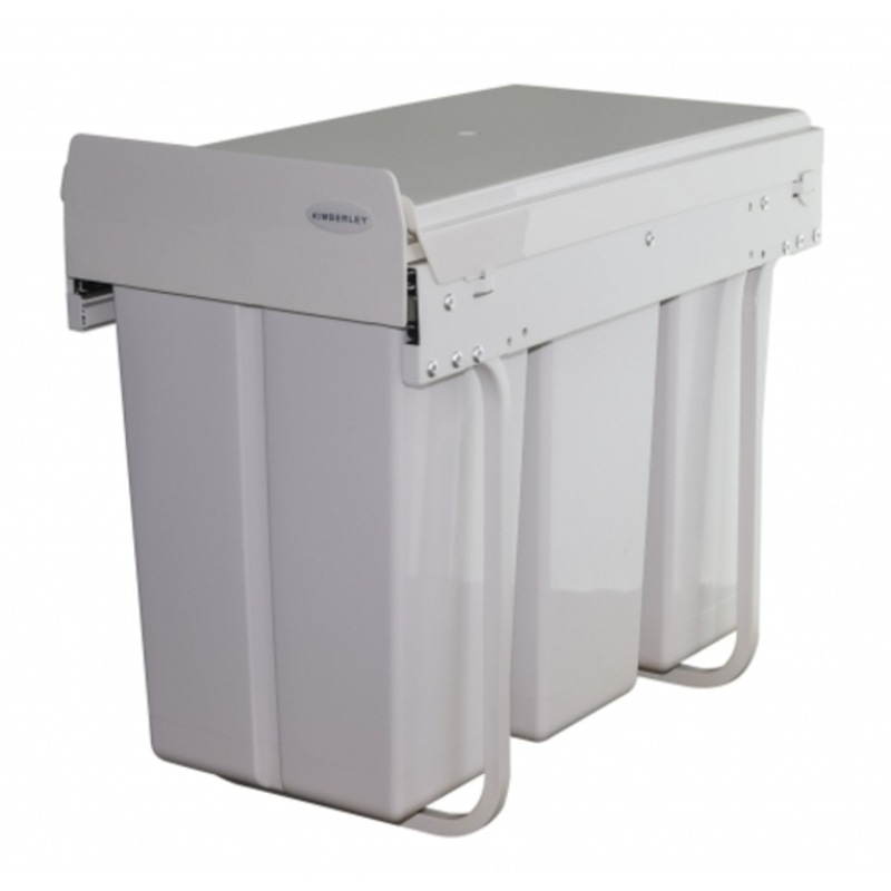 Buy Kimberley Krb32 Triple Slim Line Slide Out Waste Bin - White 3 X ...