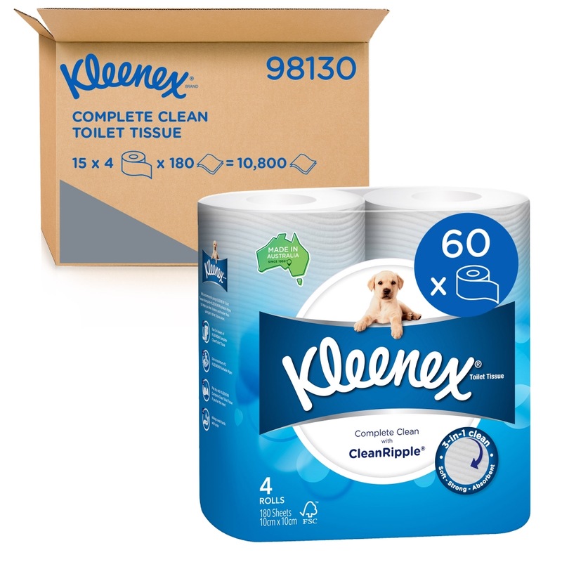 Buy Kleenex Complete Clean 98130 Kleenex Toilet Tissue Paper, 2Ply 180 Sheets MyDeal