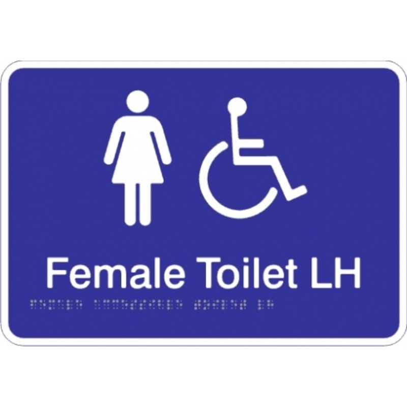 Buy Visualise Female Accessible Toilet Left Hand Acrylic Braille Sign