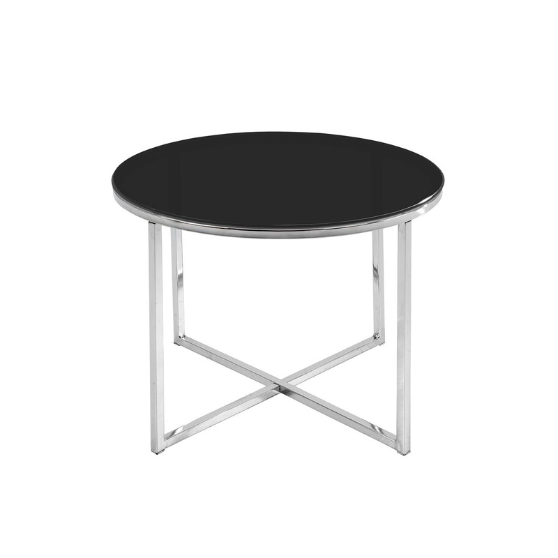 Black Orlando Round Glass Top Coffee Table Tables 5705994891003 Orlando Round Glass Top Coffee Table, Black Glass Top Coffee Table Round